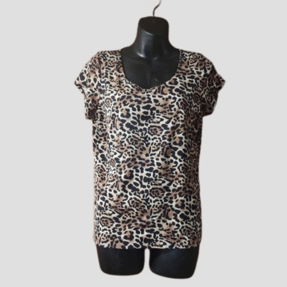 Leopard Print Short Sleeve Top - Picture 1 of 3